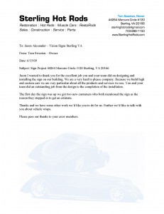 Sterling Hot Rods Testimonial